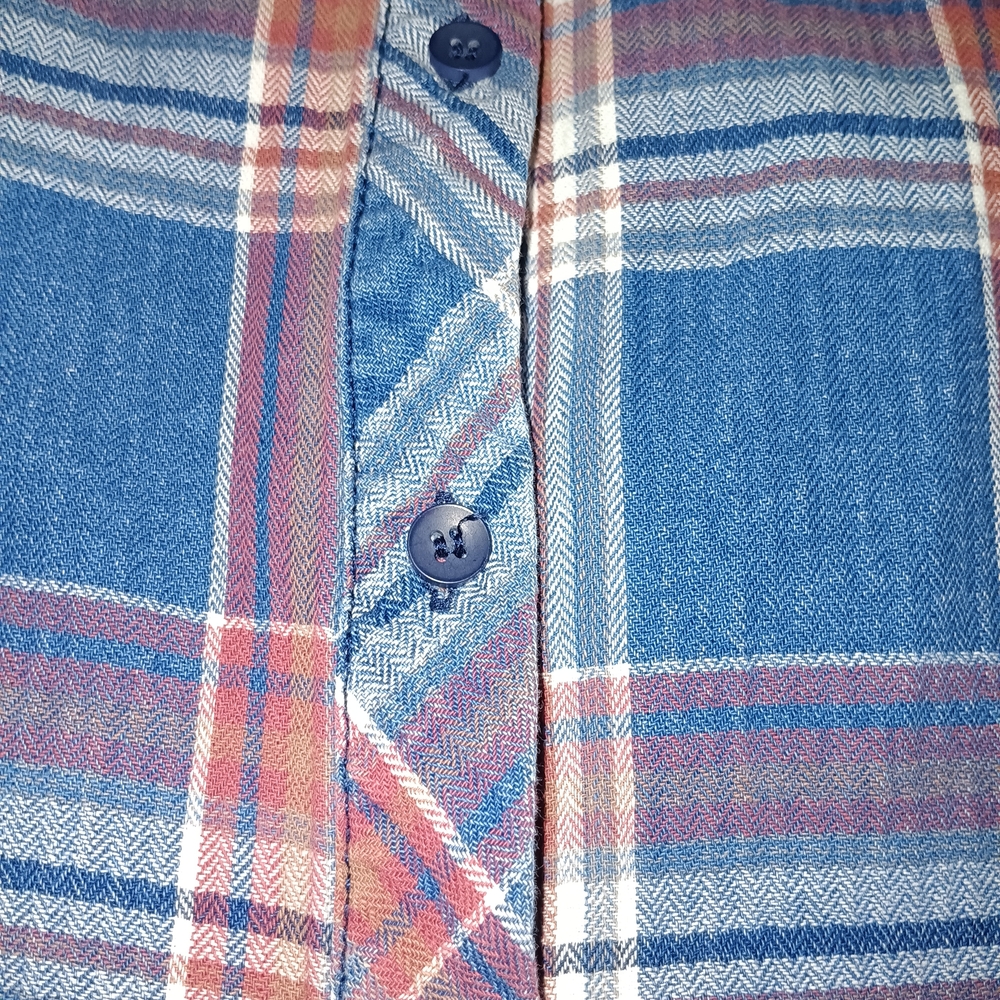 Ci Sono Blue & Red Plaid Button-Down Shirt w/ Navy Stetchy Slimming Panels L - Picture 7 of 10